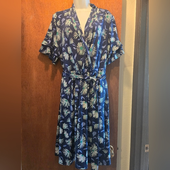 Liz Claiborne Career blue kimono 👘 style faux wrap dress szXL - Picture 9 of 9